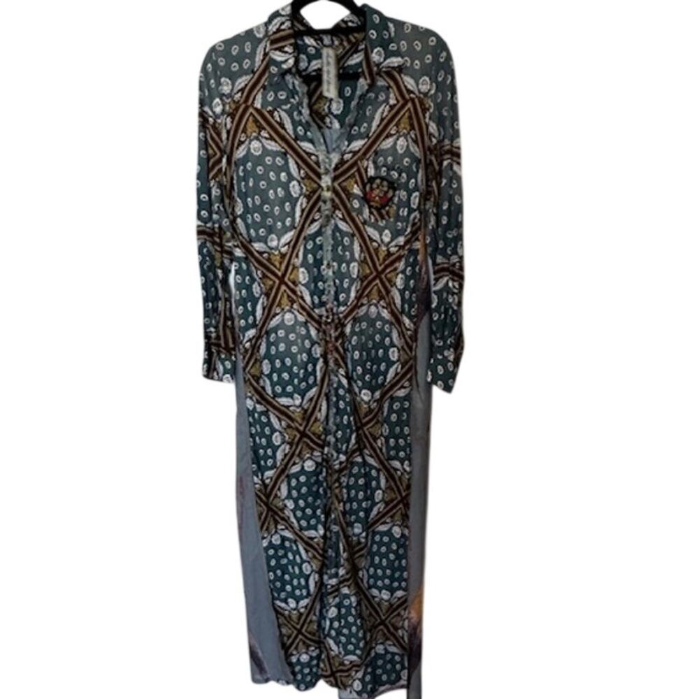 Aratta Flying Fisher Maxi Duster Button Down Side Pockets Colorful M - Picture 3 of 10